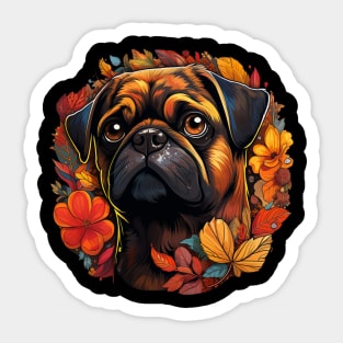 Pug  Dog Vintage Floral Sticker